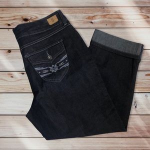 Bandolinoblu Dark Wash Mid Rise Crop Denim Cuffed Capri Jean Size 10